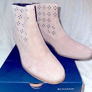 NWT NIB Cole Haan Jayne Bootie Stone Taupe Suede